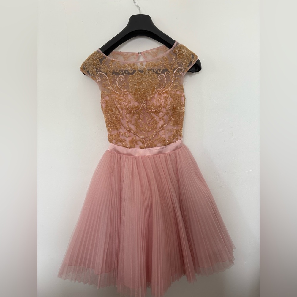 Sherri Hill Pink and Gold Formal Dress